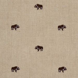 Buffalo Embroidered Linen Natural 180450 by Schumacher Fabric