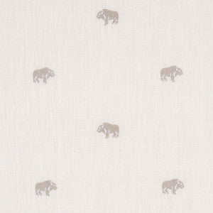 Buffalo Embroidered Linen Ivory 180451 by Schumacher Fabric