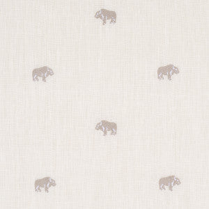 Buffalo Embroidered Linen Ivory 180451 by Schumacher Fabric