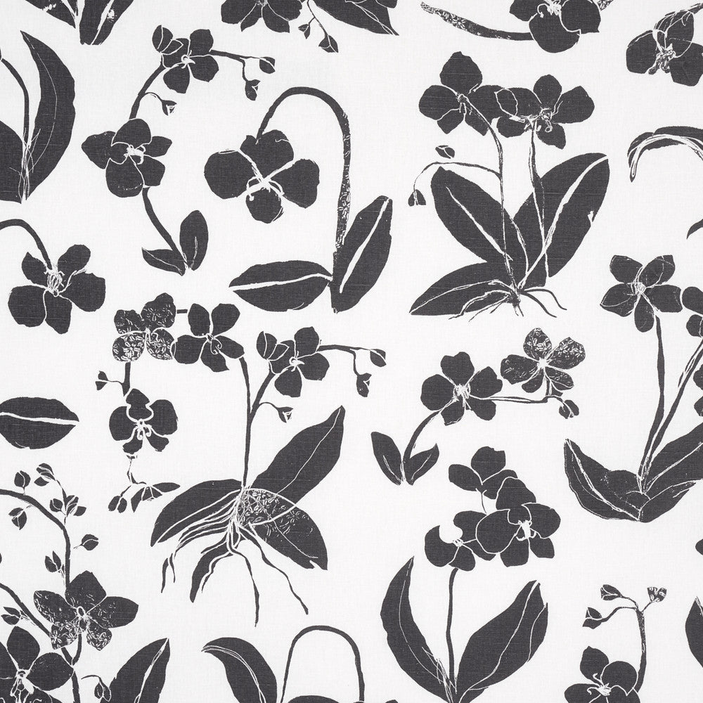 Orchids Have Dreams Soft Black 180510 by Schumacher Fabric Schumacher Fabric Orchids Have Dreams Soft Black 180510Fabric LINEN 55% SCOTLAND </p><p>Repeat: H: VERT. 36" (91CM), V: HORZ. 54" (137CM) 54" (137CM) - Fabric Carolina -