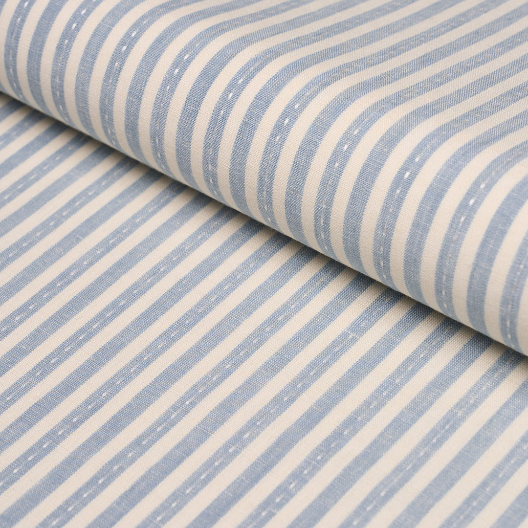 Mathis Ticking Stripe - Sky by Schumacher Fabric