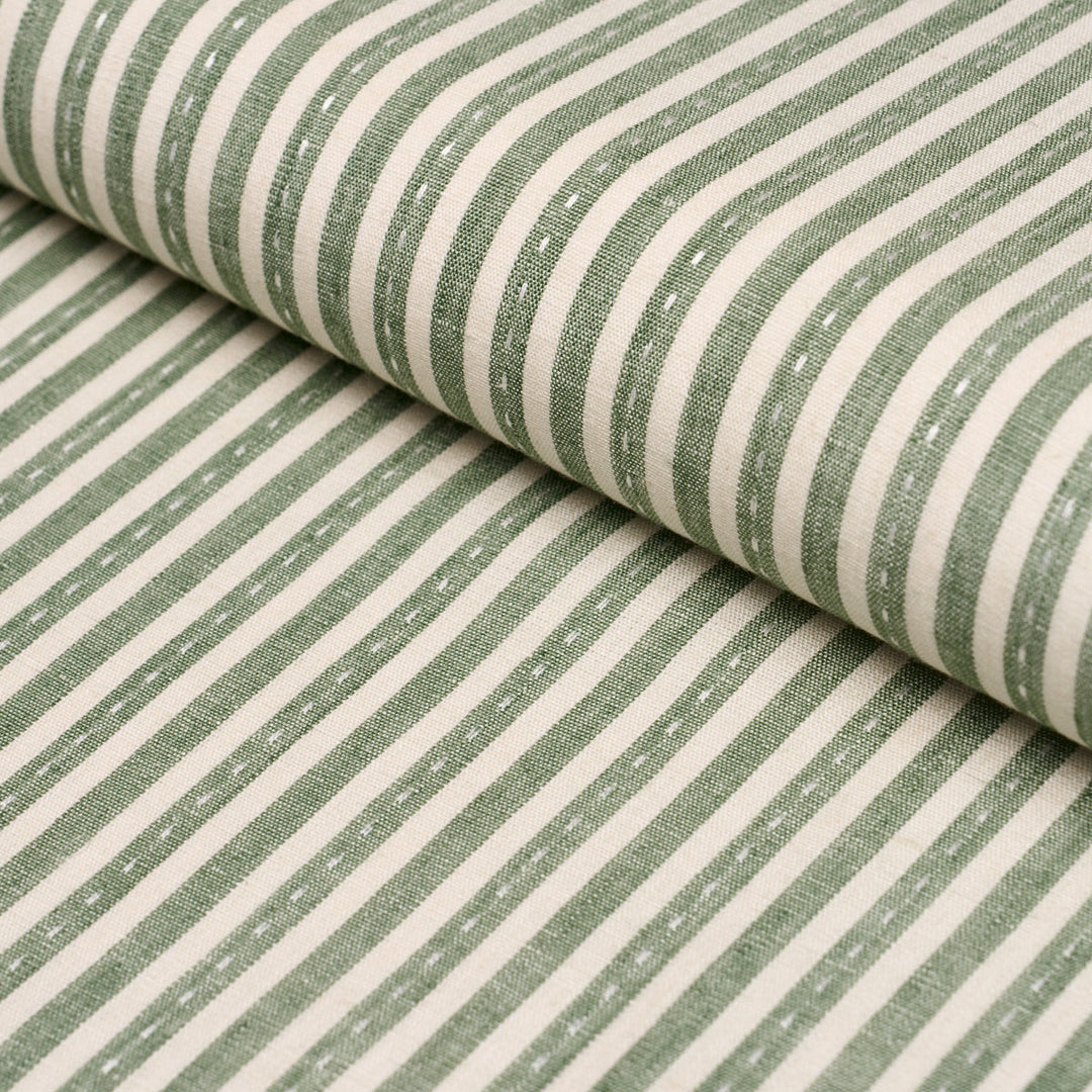 Mathis Ticking Stripe - Sage by Schumacher Fabric