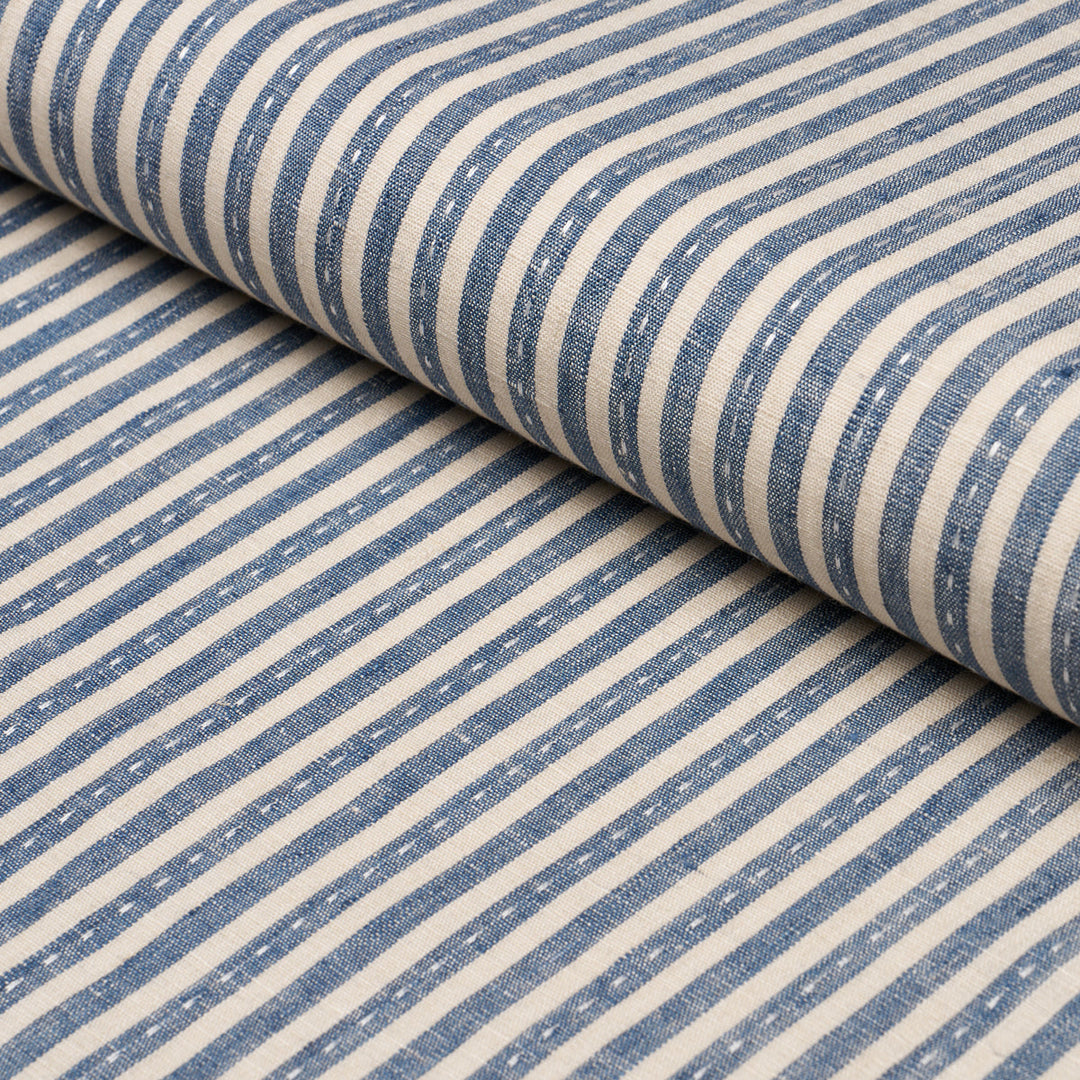 Mathis Ticking Stripe - Indigo by Schumacher Fabric