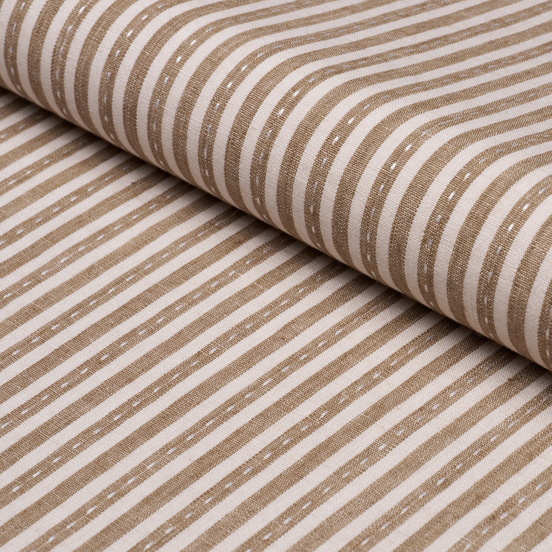 Mathis Ticking Stripe - Flax by Schumacher Fabric