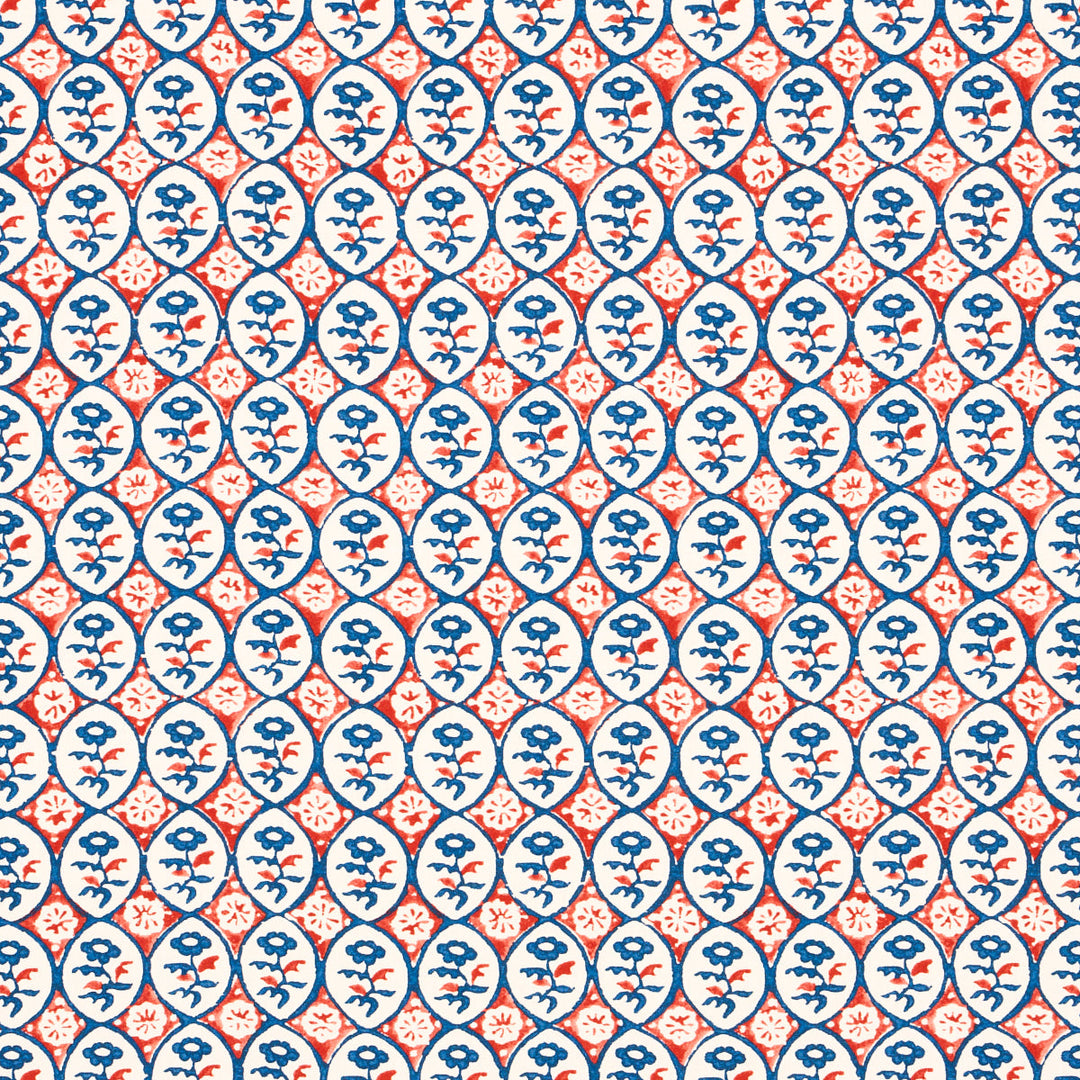 Josiane Floral - Rouge & Navy by Schumacher Fabric