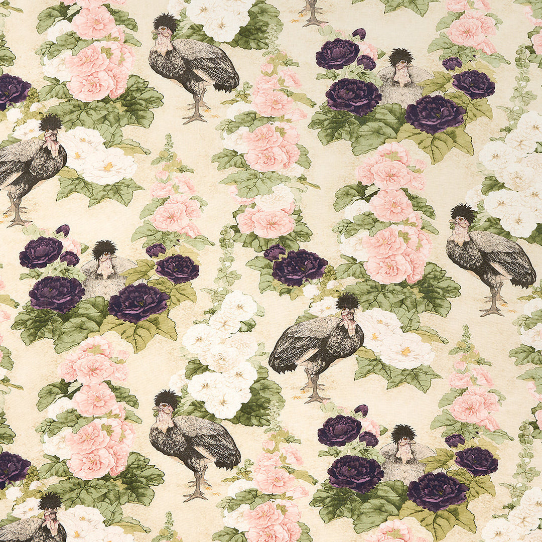 Lady Hollyhock - Creme by Schumacher Fabric