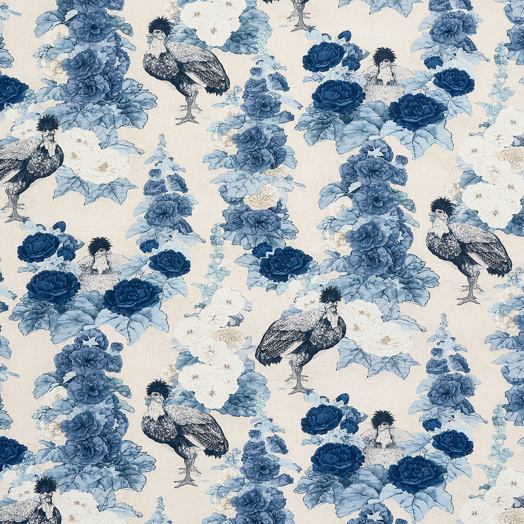 Lady Hollyhock - Delft by Schumacher Fabric
