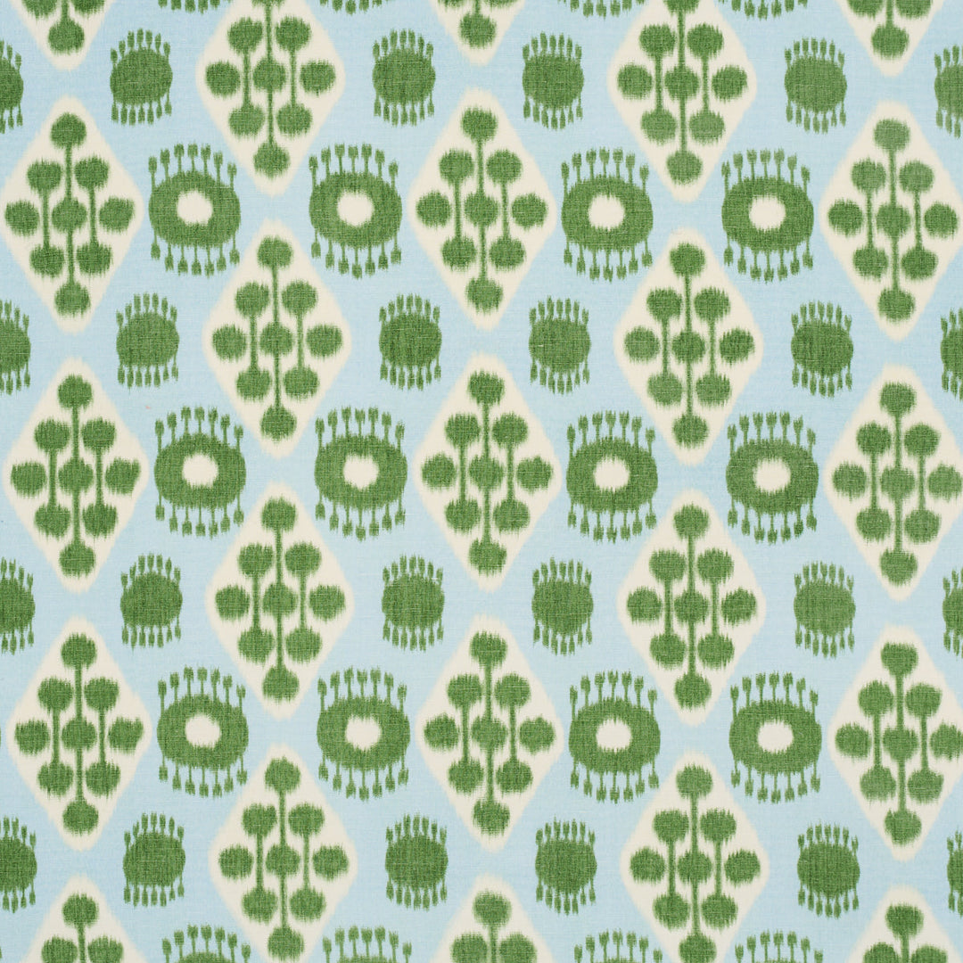 Hamilton Ikat - Blue And Leaf by Schumacher Fabric