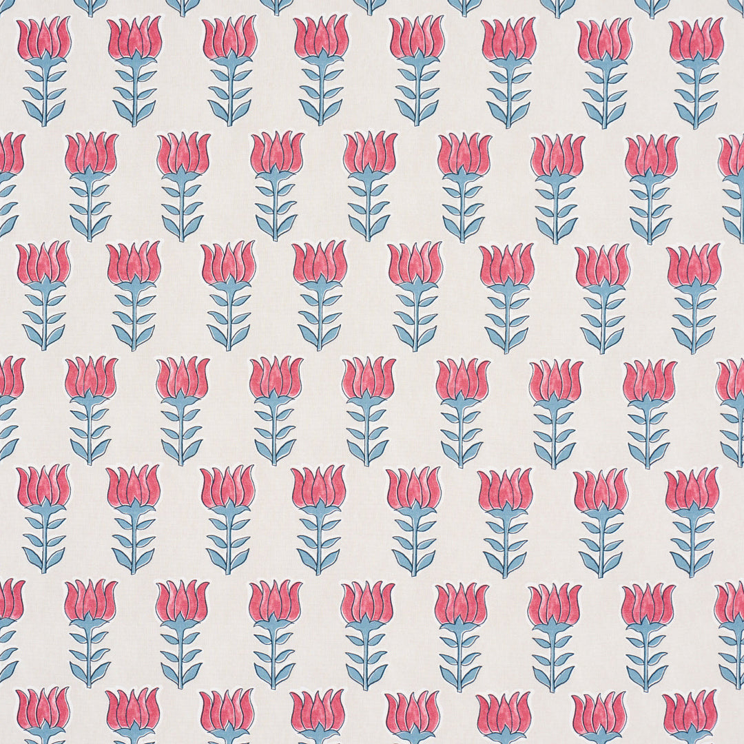 Mia Tulip - Delft & Crimson by Schumacher Fabric