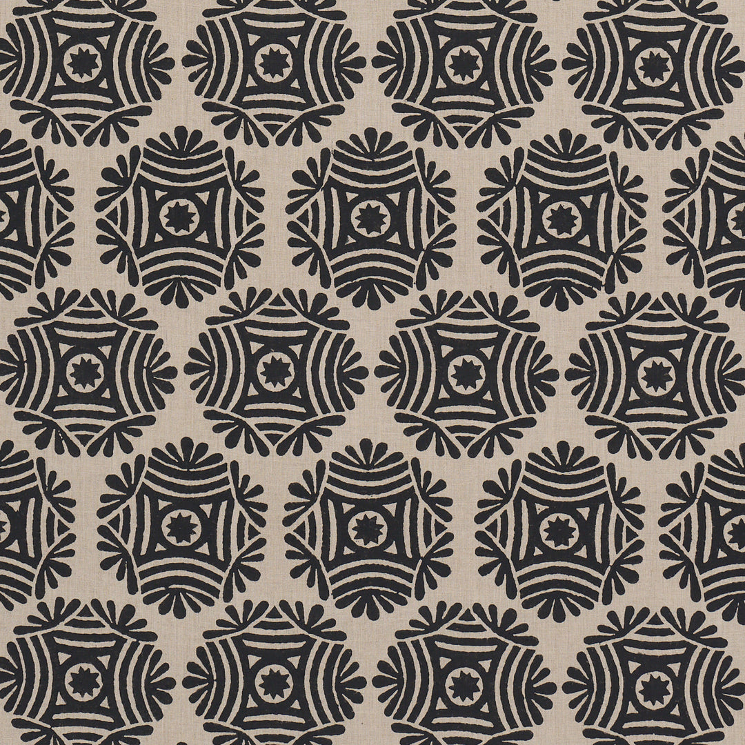 Gilded Star Hand Block - Black by Schumacher Fabric