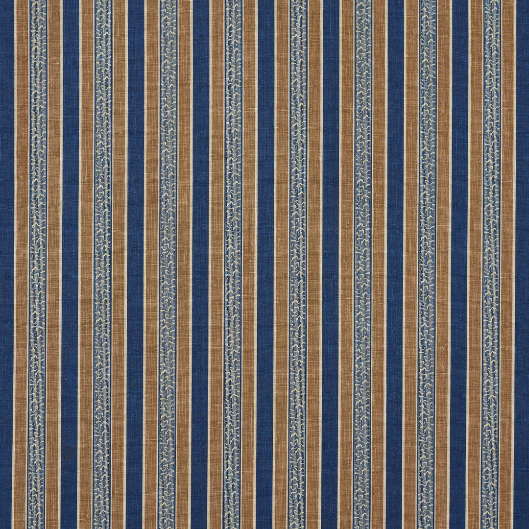 Auguste Stripe - Marine & Cognac by Schumacher Fabric