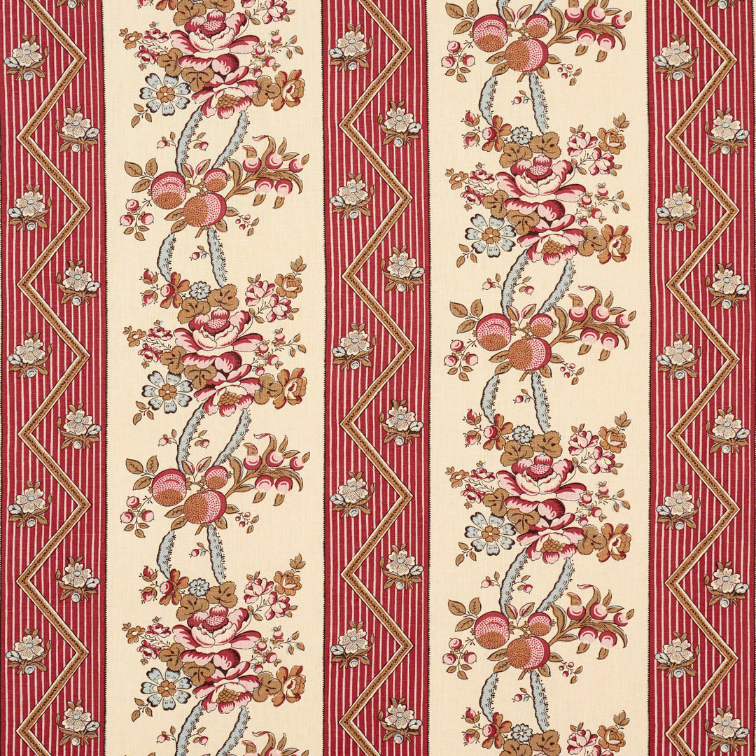 Sylvain Floral Stripe - Rouge by Schumacher Fabric