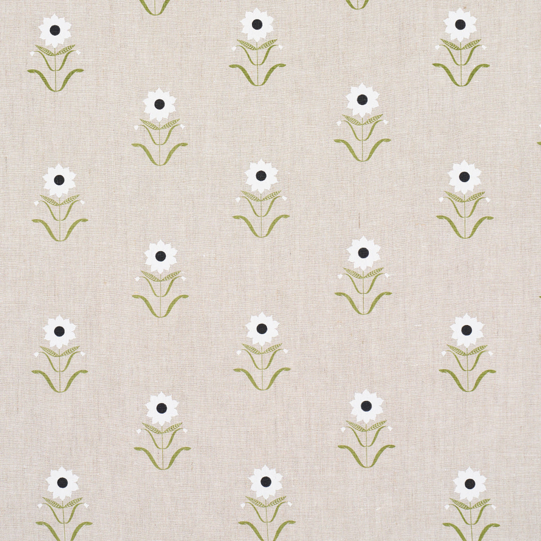 Forget Me Nots - White On Linen by Schumacher Fabric