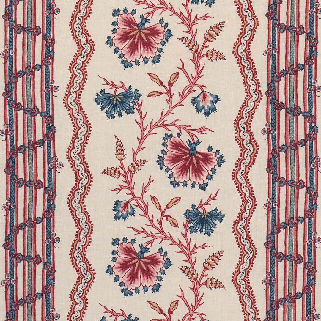 Parvati Floral Stripe - Vermilion by Schumacher Fabric