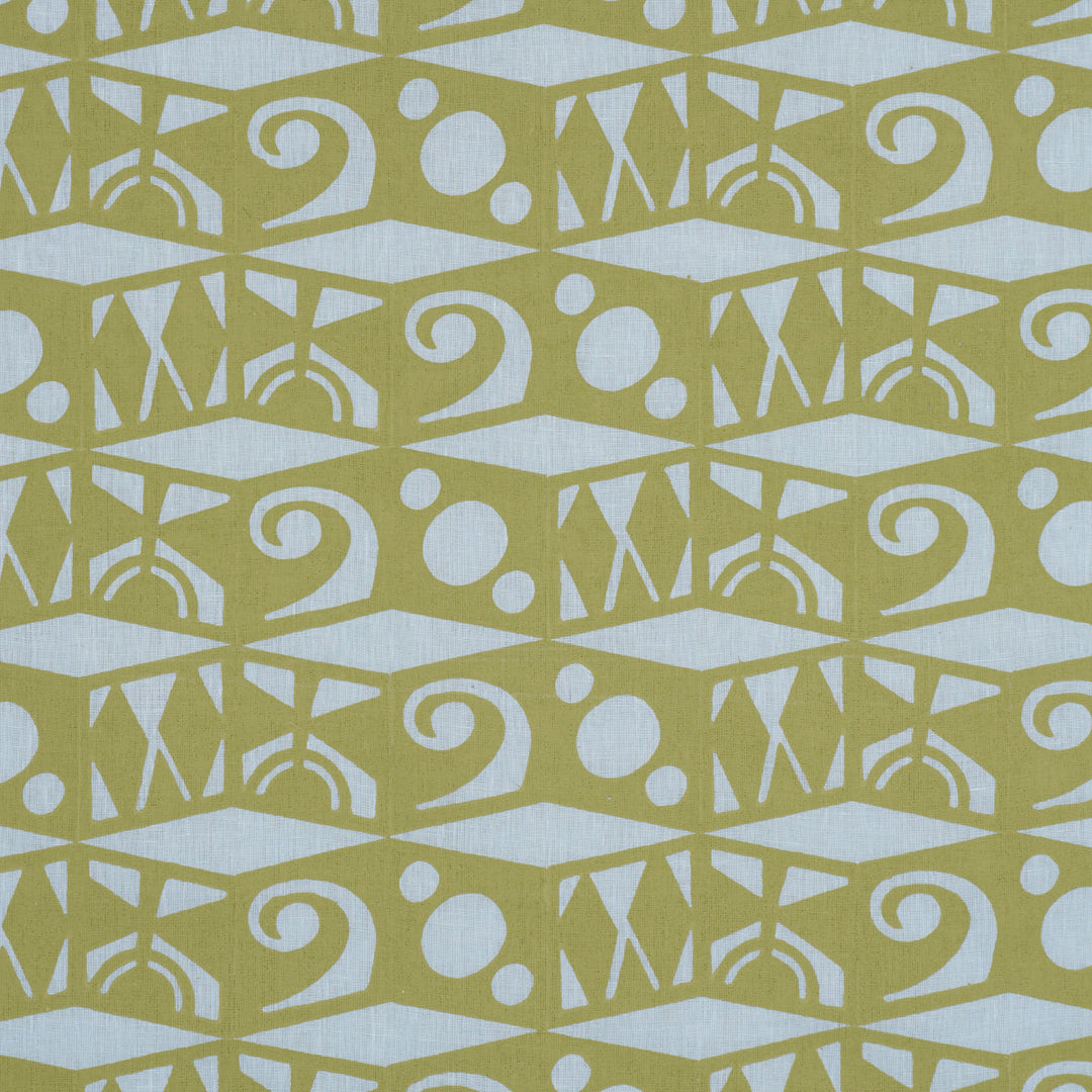Tarot Hand Block - Sky & Green by Schumacher Fabric