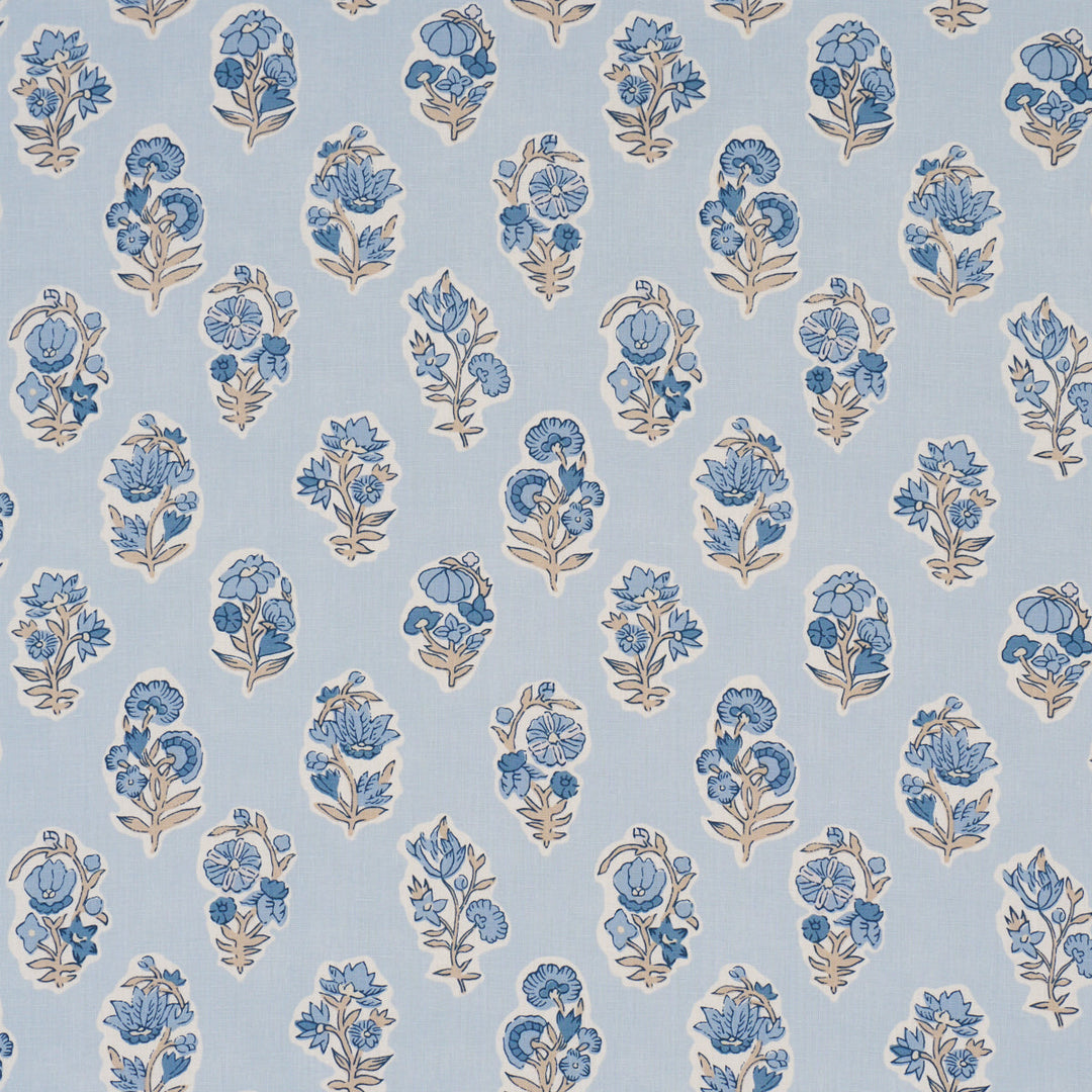 Anessa Hand-Screen Print - Blue by Schumacher Fabric