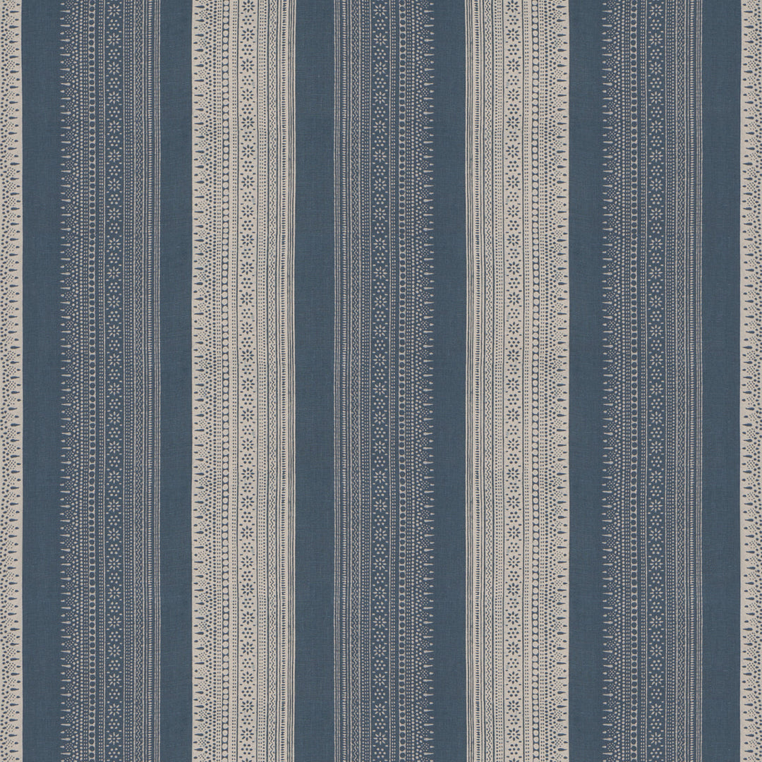 Calista Block-Print - Indigo by Schumacher Fabric
