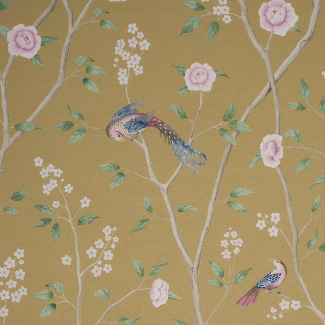 Paradise Birds - Gold by Schumacher Fabric