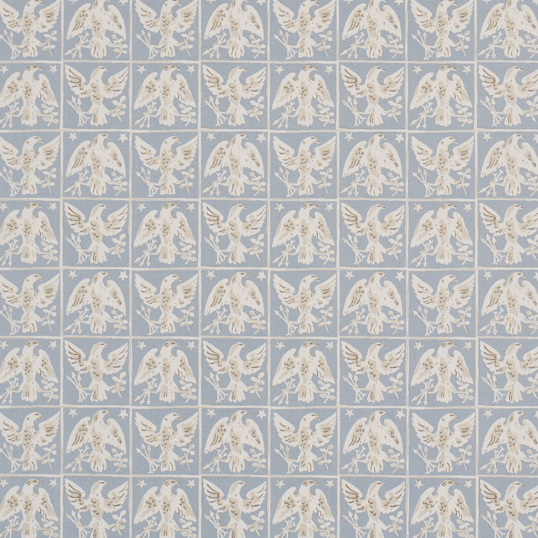 Barton'S Eagle Hand Print - Blue by Schumacher Fabric