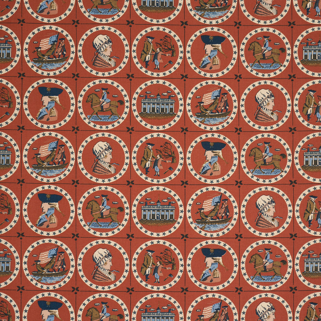 George Washington - Red by Schumacher Fabric