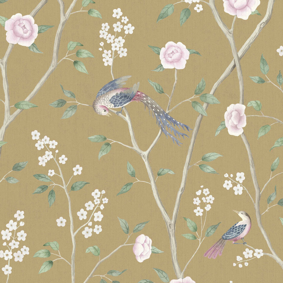 Paradise Birds - Gold by Schumacher Wallcovering