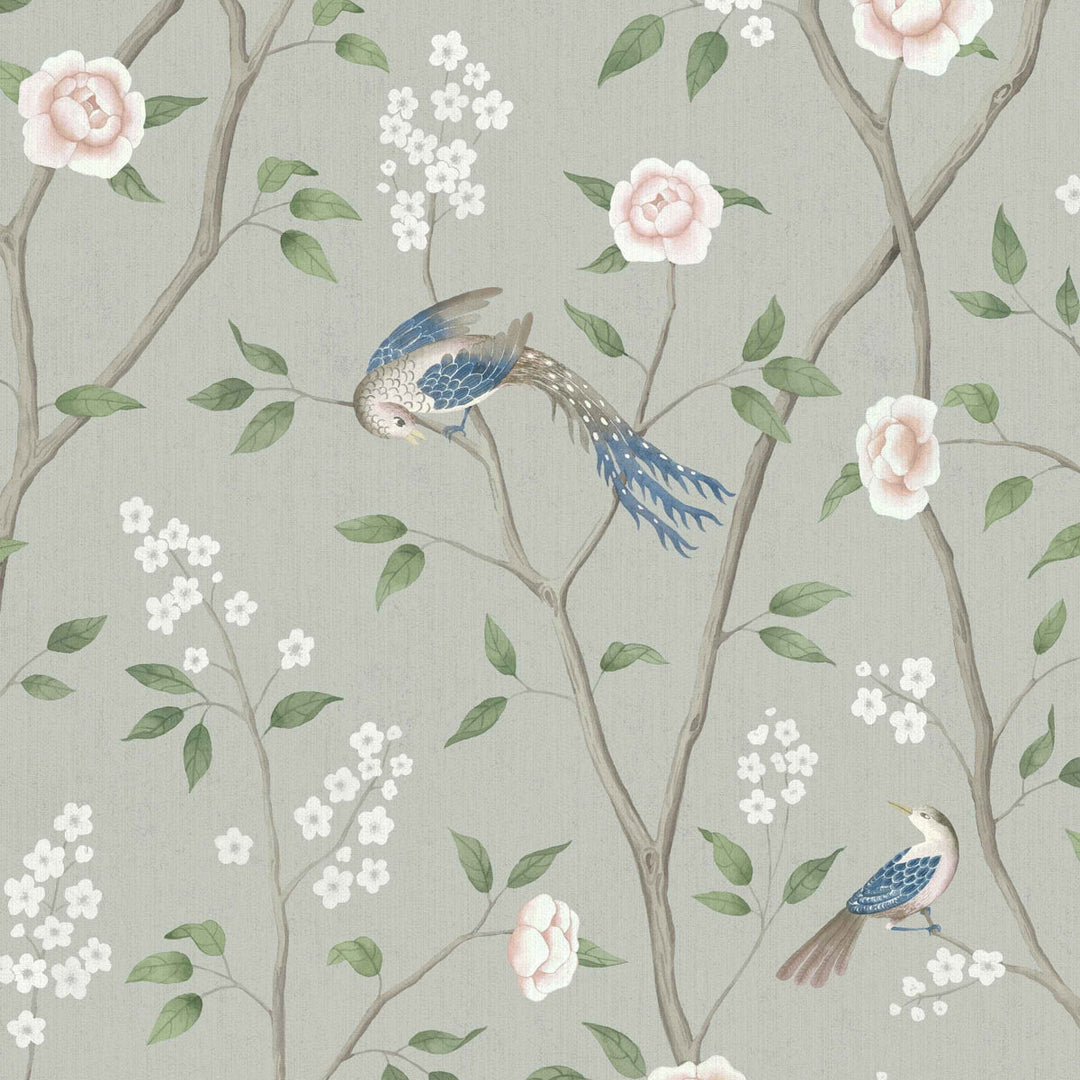 Paradise Birds - Mineral Shimmer by Schumacher Wallcovering