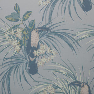 Le Toucan (Wp) # 01 Pale Blue by 1838 Wallcoverings Wallpaper