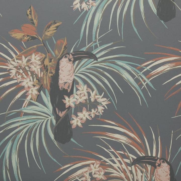 Le Toucan (Wp) # 05 Charcoal by 1838 Wallcoverings Wallpaper Elodie STRAIGHT PASTE THE WALL UNITED KINGDOM V-25.5" 20.5"X11YD - Fabric Carolina -