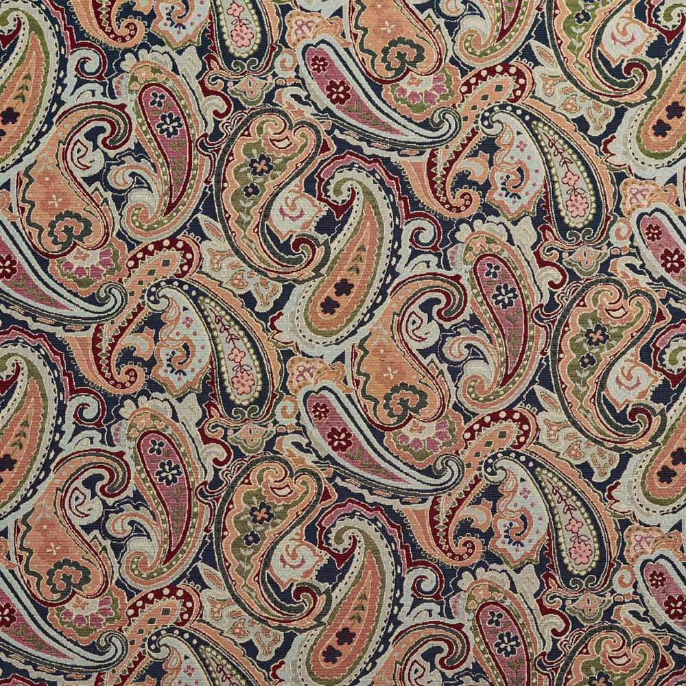 1971 Navy Paisley by Charlotte Designer Fabric Tapestry Classics 70% Polyester, 30% Cotton Asia Exceeds 45,000 Wyzenbeek Rubs (Heavy Duty) Horizontal: 28.5" x Vertical: 15.25" 54 Inches - Swanky Fabrics -