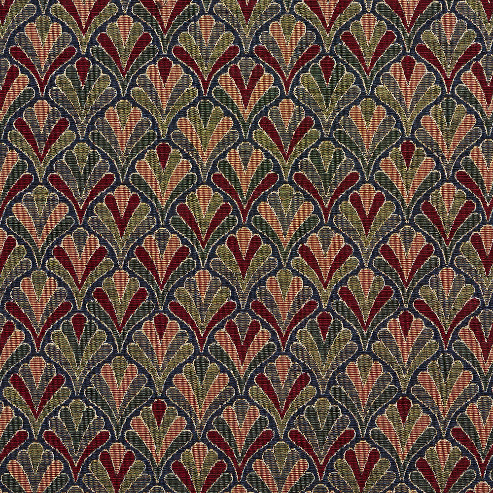 1975 Navy Fan by Charlotte Fabric Tapestry Classics 70% Polyester, 30% Cotton Asia Exceeds 45,000 Wyzenbeek Rubs (Heavy Duty) Horizontal: 7.5" x Vertical: 7.5" 54 Inches - Fabric Carolina -