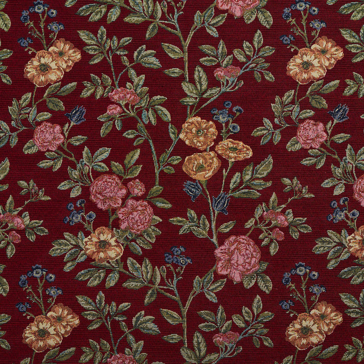 1977 Merlot Bouquet by Charlotte Designer Fabric Tapestry Classics 70% Polyester, 30% Cotton Asia Exceeds 45,000 Wyzenbeek Rubs (Heavy Duty) Horizontal: 14.5" x Vertical: 14.5" 54 Inches - Swanky Fabrics -
