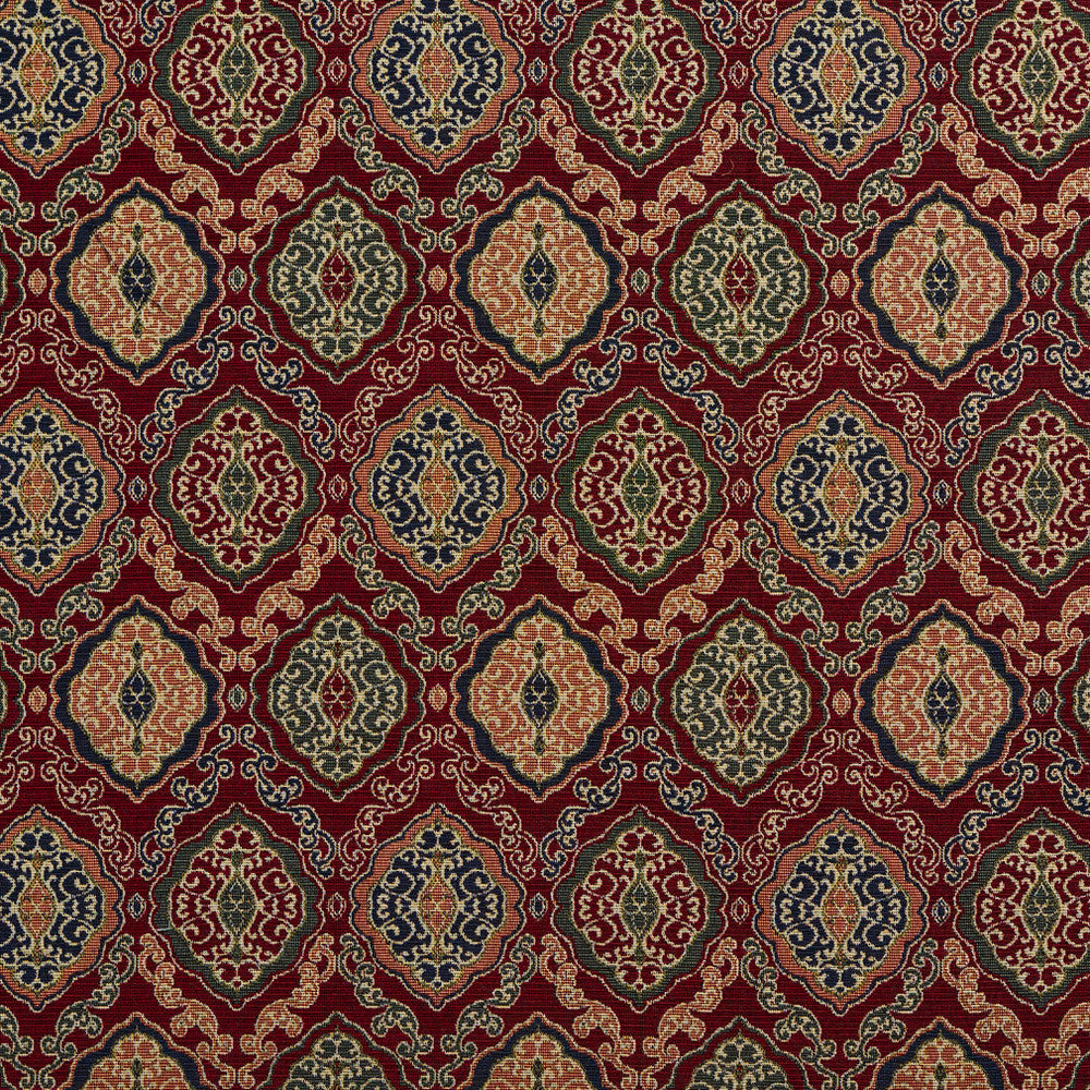 1981 Merlot Heirloom by Charlotte Designer Fabric Tapestry Classics 70% Polyester, 30% Cotton Asia Exceeds 45,000 Wyzenbeek Rubs (Heavy Duty) Horizontal: 14.5" x Vertical: 7.5" 54 Inches - Swanky Fabrics -