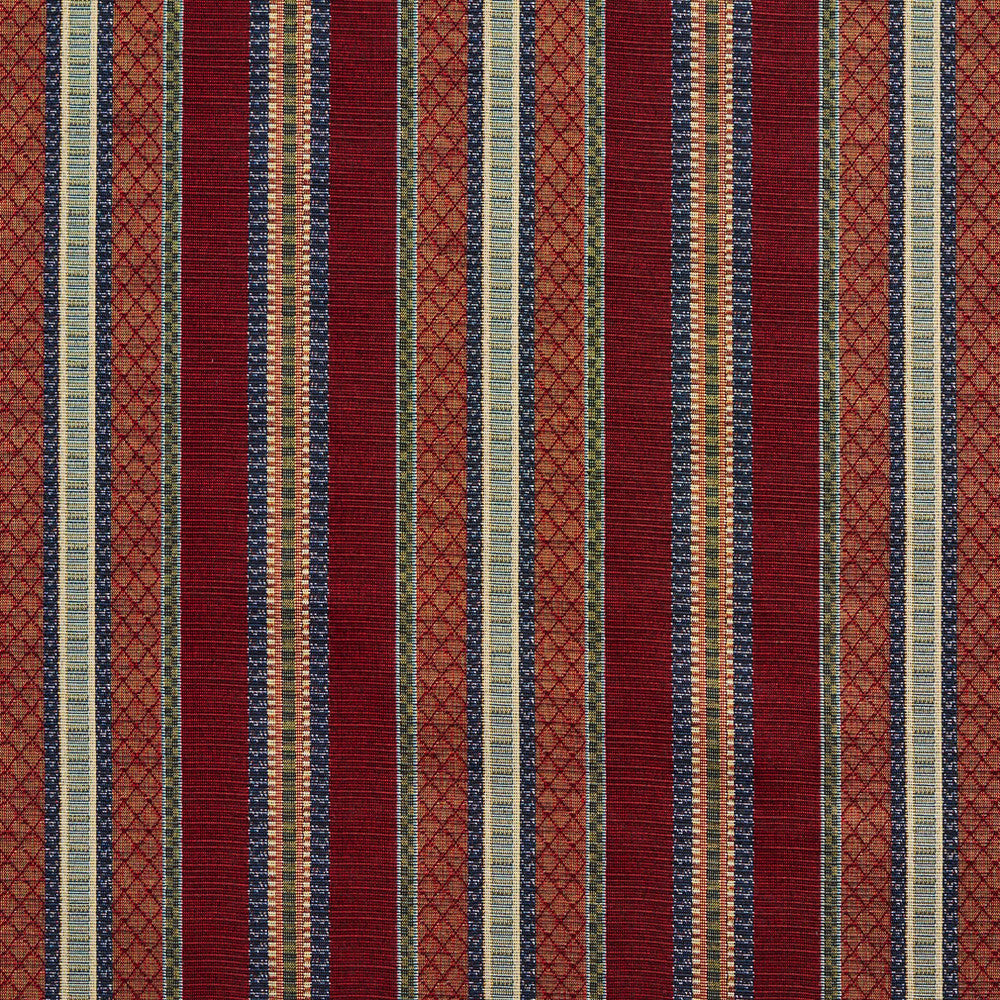 1985 Merlot Stripe by Charlotte Fabric Tapestry Classics 70% Polyester, 30% Cotton Asia Exceeds 45,000 Wyzenbeek Rubs (Heavy Duty) Horizontal: 7.25" 54 Inches - Fabric Carolina -