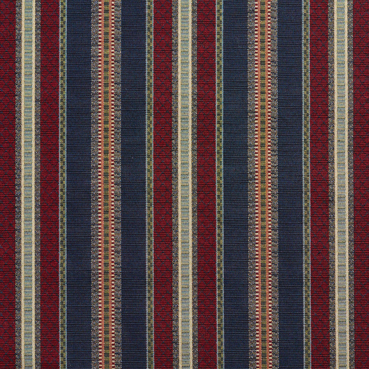 1987 Navy Stripe by Charlotte Designer Fabric Tapestry Classics 70% Polyester, 30% Cotton Asia Exceeds 45,000 Wyzenbeek Rubs (Heavy Duty) Horizontal: 7.25" 54 Inches - Swanky Fabrics -