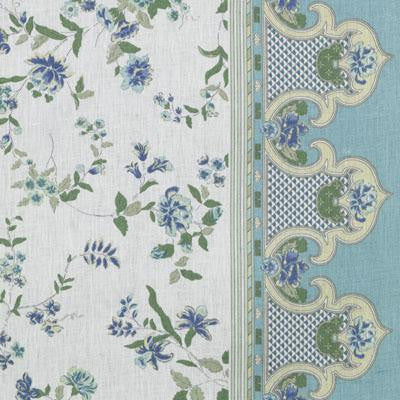 200015H-246 Canton Rose Aegean by DF Monogram Fabric - - USA - Horizontal: 54 inches and Vertical: 25.25 inches 54 inches - Fabric Carolina -