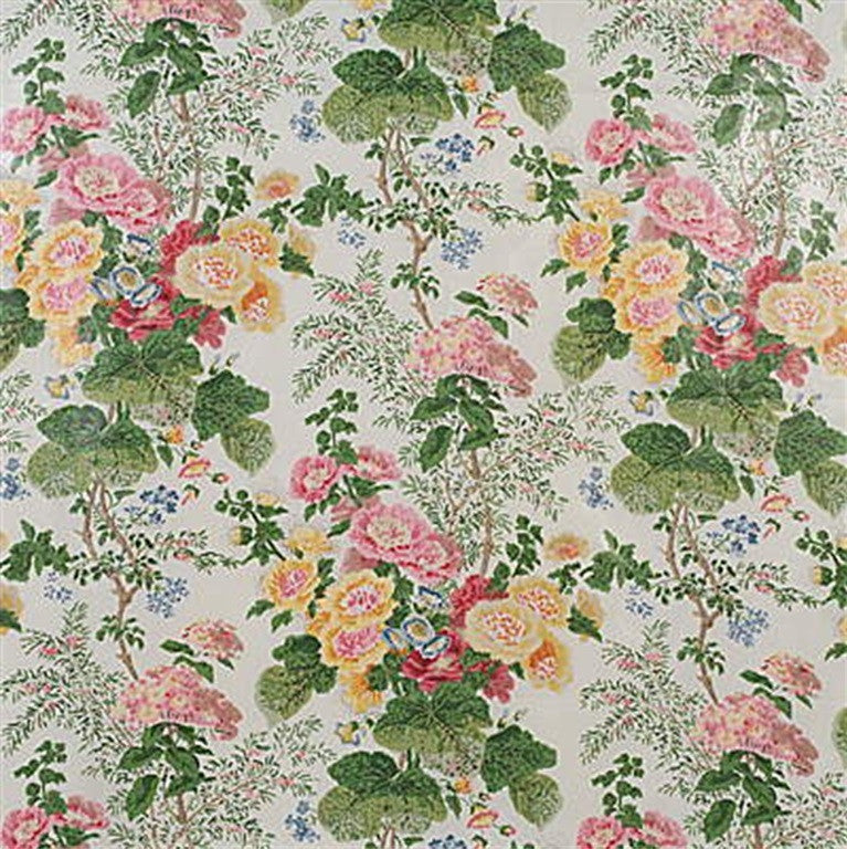 2005100.101 Hollyhock Hb White/Pink by Lee Jofa Fabric in our sample Cotton 100% Thailand Heavy Horizontal: 33 inches and Vertical: 40 inches 49 inches - Fabric Carolina -