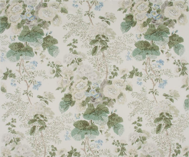 2005100.311 Hollyhock Hb Grey/Sage by Lee Jofa Fabric see sample Cotton 100% Thailand see sample Horizontal: 33 inches and Vertical: 40 inches 49 inches - Fabric Carolina -