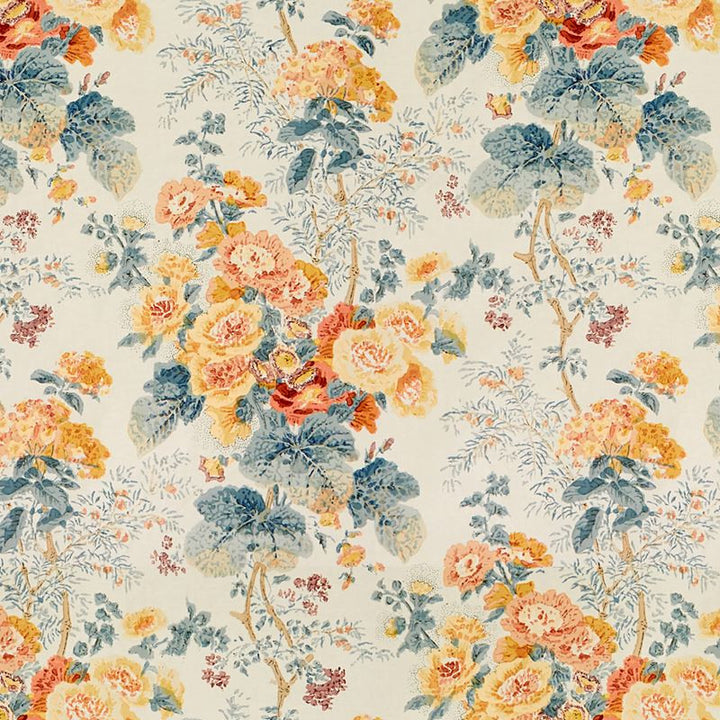 2005100.512 Hollyhock Hb Apricot/Lake by Lee Jofa Fabric in our sample Cotton 100% Thailand See Sample Horizontal: 33 inches and Vertical: 40 inches 49 inches - Fabric Carolina -