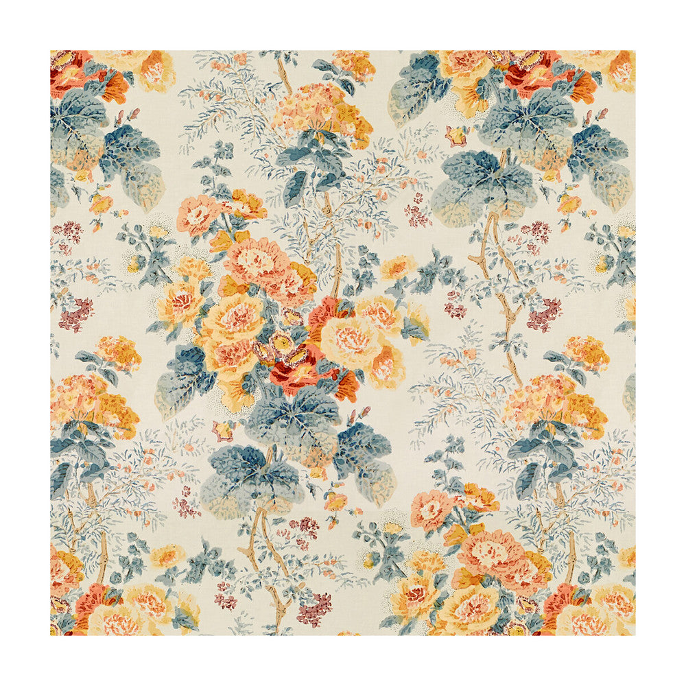 Hollyhock Hdb Apricot/Lake by Lee Jofa Fabric COTTON - 100% Thailand Horizontal: 33 and Vertical: 40 49 - Fabric Carolina -