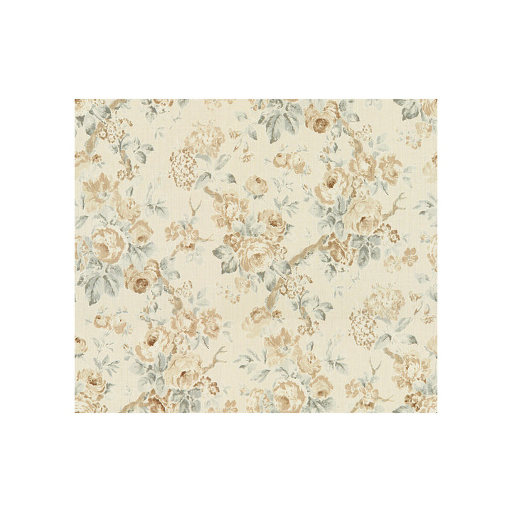 Garden Roses Beige/Aqua by Lee Jofa Fabric SUZANNE RHEINSTEIN *HOLLYHOCK II LINEN - 100% United Kingdom MEDIUM Horizontal: 39 and Vertical: 32 60 - Fabric Carolina -
