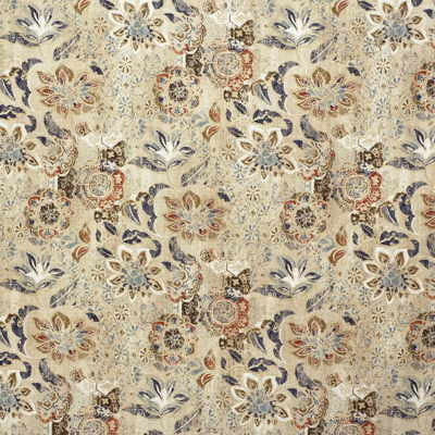 Woodcut Indigo/Coral by Lee Jofa Fabric SUZANNE RHEINSTEIN *HOLLYHOCK LINEN - 100% United Kingdom - Horizontal: 18.5 and Vertical: 17.5 54 - Fabric Carolina -