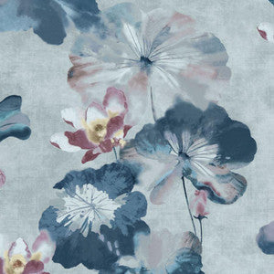 Water Lilies (Wp) # 03 Blue Dusk by 1838 Wallcoverings Wallpaper