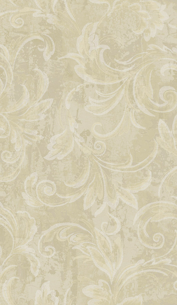Scroll Gold and Ivory by Seabrook Wallpaper Aura Netherlands 56.05 36" 20.5" - Fabric Carolina -
