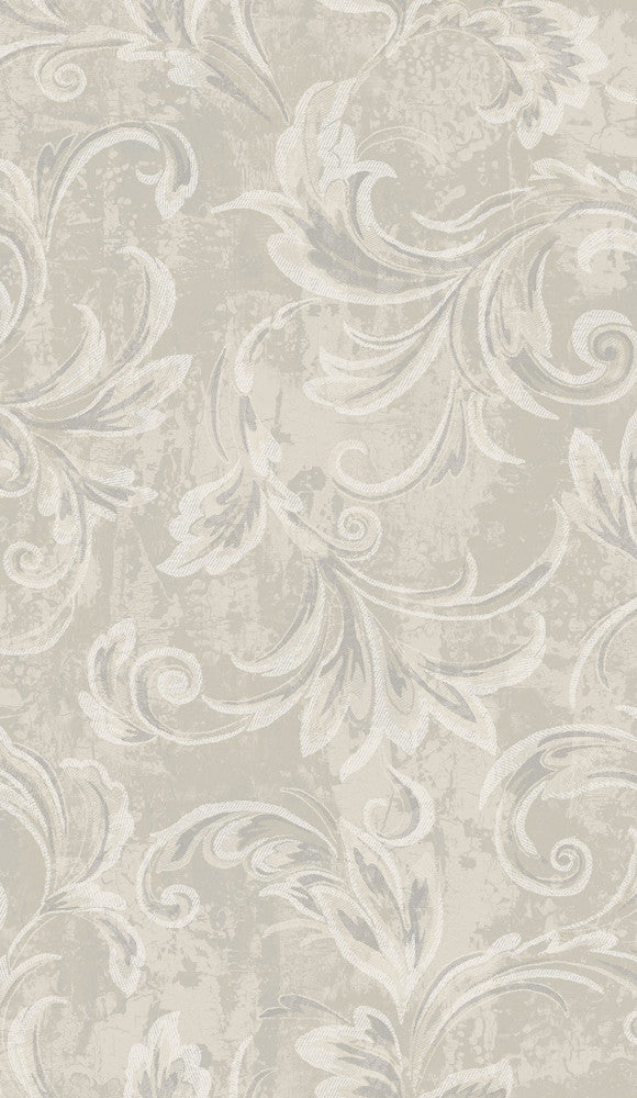 Scroll Champagne, Silver, and Ivory by Seabrook Wallpaper Aura Netherlands 56.05 36" 20.5" - Fabric Carolina -