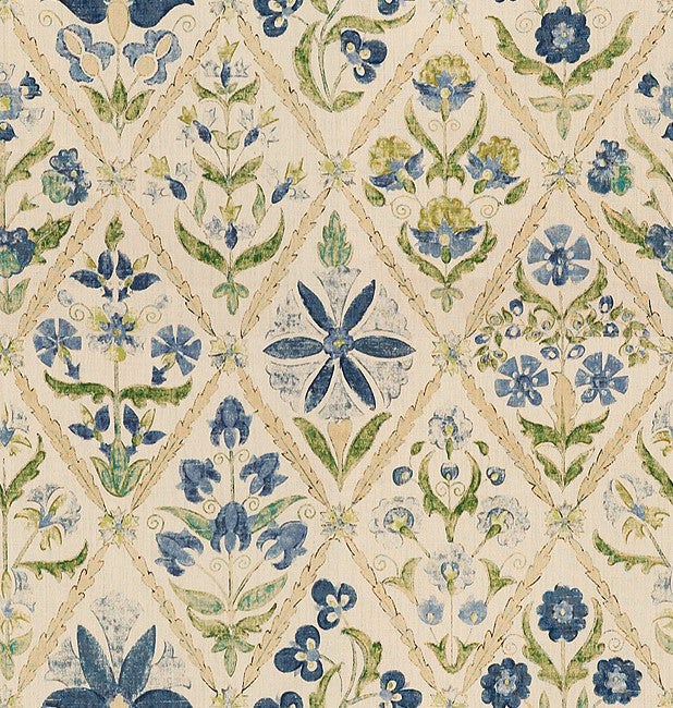 Susani Trellis Blue/Green by Lee Jofa Fabric