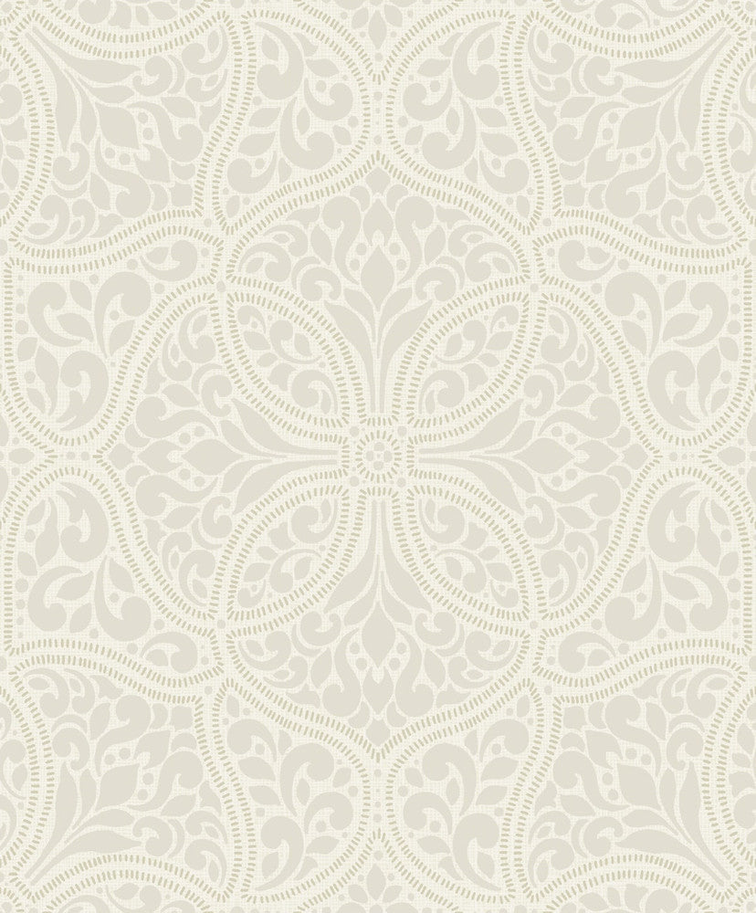 Scroll Trail Alabaster and Tan by Seabrook Wallpaper Aura Netherlands 56.05 25.2" 20.5" - Fabric Carolina -