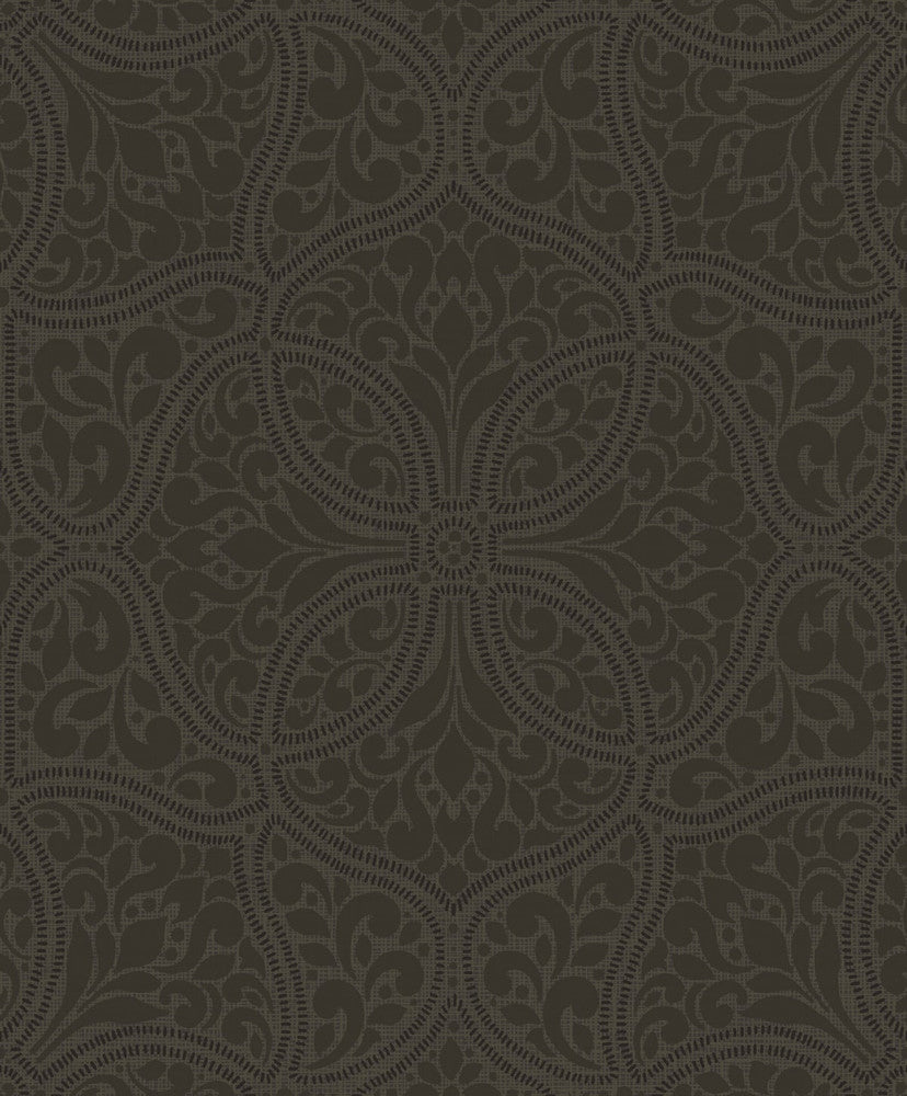 Scroll Trail Mocha and Ebony by Seabrook Wallpaper Aura Netherlands 56.05 25.2" 20.5" - Fabric Carolina -