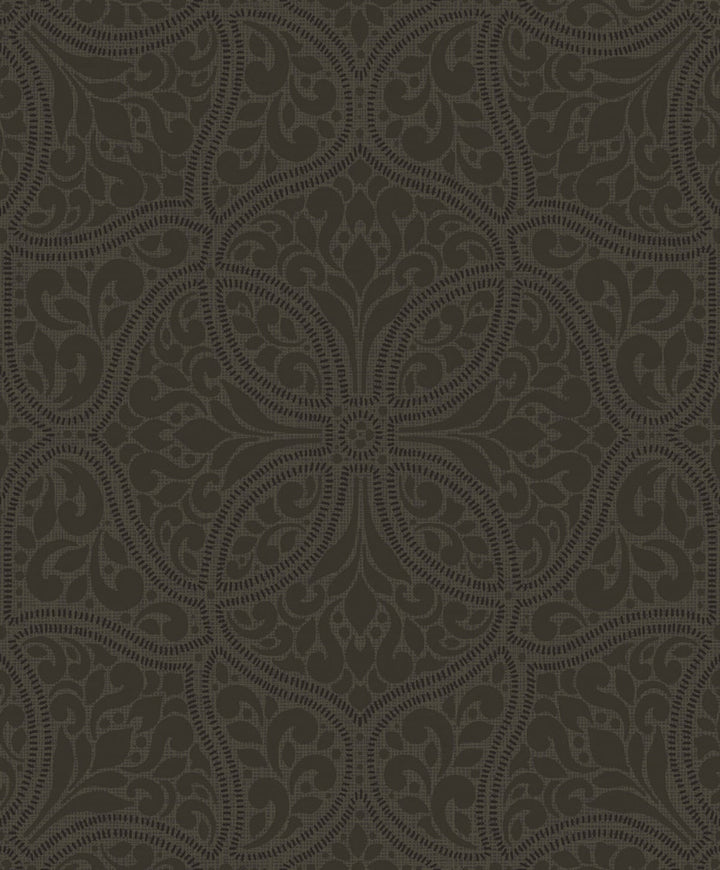 Scroll Trail Mocha and Ebony by Seabrook Wallpaper Aura Netherlands 56.05 25.2" 20.5" - Fabric Carolina -
