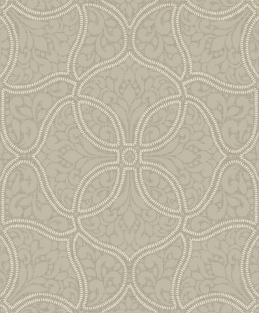 Scroll Trail Taupe and Ivory by Seabrook Wallpaper Aura Netherlands 56.05 25.2" 20.5" - Fabric Carolina -