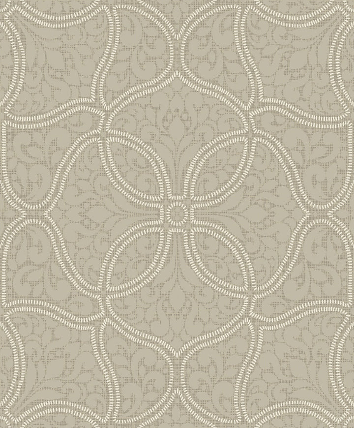 Scroll Trail Taupe and Ivory by Seabrook Wallpaper Aura Netherlands 56.05 25.2" 20.5" - Fabric Carolina -
